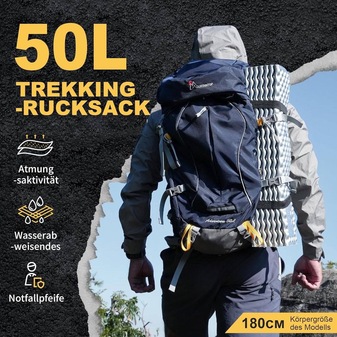 Mountaintop Trekkingrucksack 50L/60L Wanderrucksack Herren Damen Reiserucksack Grosser Rucksack mit