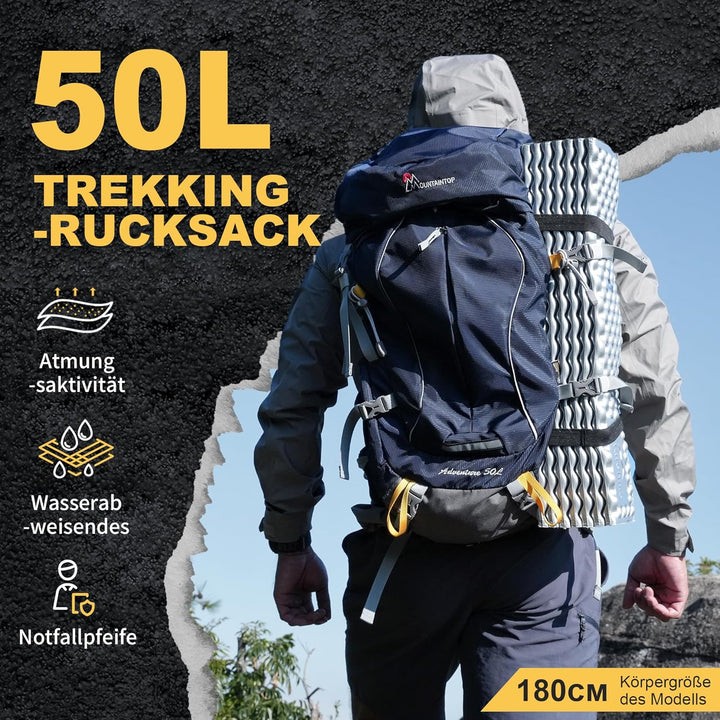 Mountaintop Trekkingrucksack 50L/60L Wanderrucksack Herren Damen Reiserucksack Grosser Rucksack mit