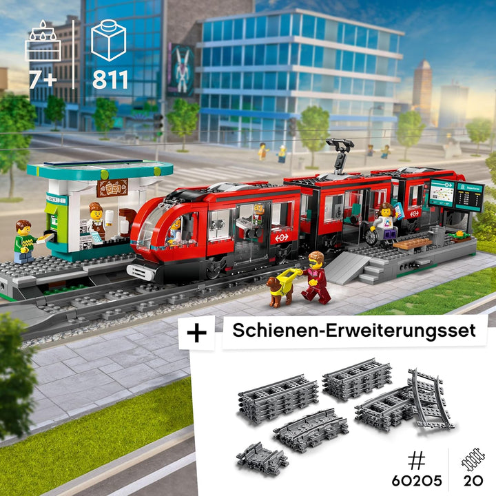 Lego City Strassenbahn mit Haltestelle (60423): Lego Strassenbahn mit Lego Schienen Erweiterung (602