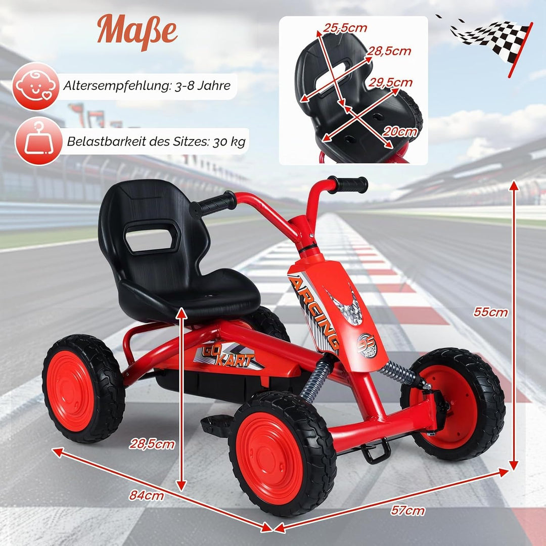 FANTASK Kinder Gokart mit Pedal, Verstellbarer Sitz, Vor- &amp; Rückwärtsgang, Belastbar bis 30 kg, Outd