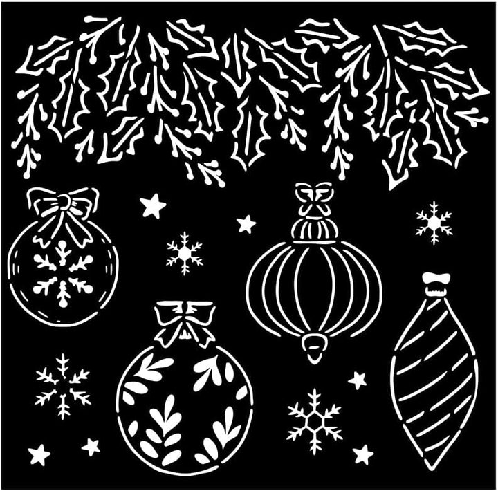 Stamperia - Thick Stencils for Scrapbooks, Albums, Cards, Bullet Journals, and More, Christmas Balls