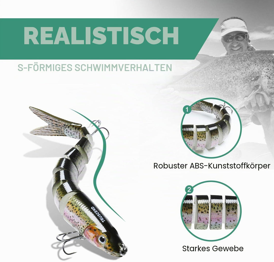 TRUSCEND Kunstköder Hecht, Fisch Köder für Zander Barsch Forellen Wobbler Swimbait, Angelköder Fisch