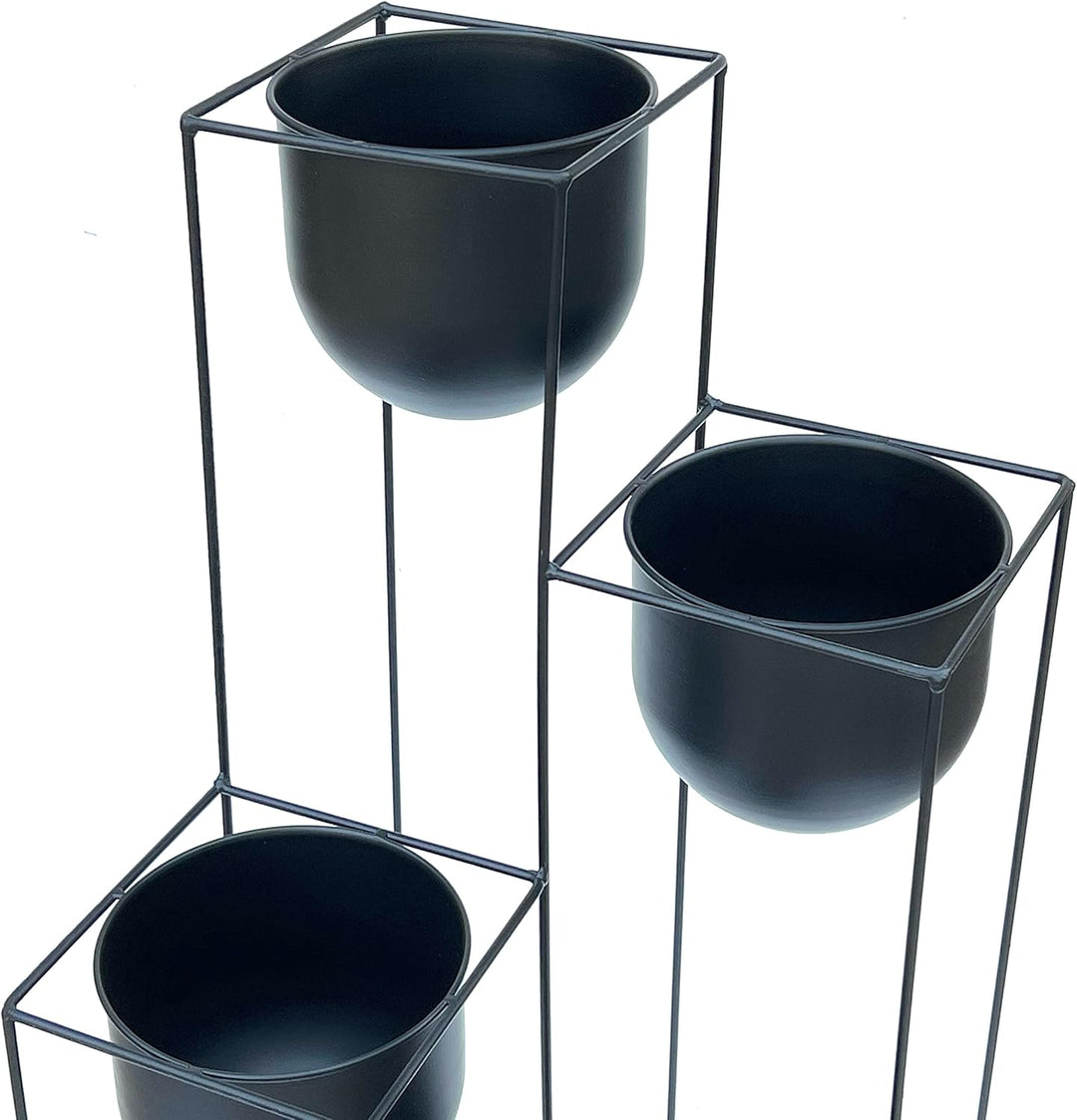 DanDiBo Blumentreppe Metall Schwarz 90 cm Pflanzentreppe mit Topf Innen Indoor Blumenständer 210015