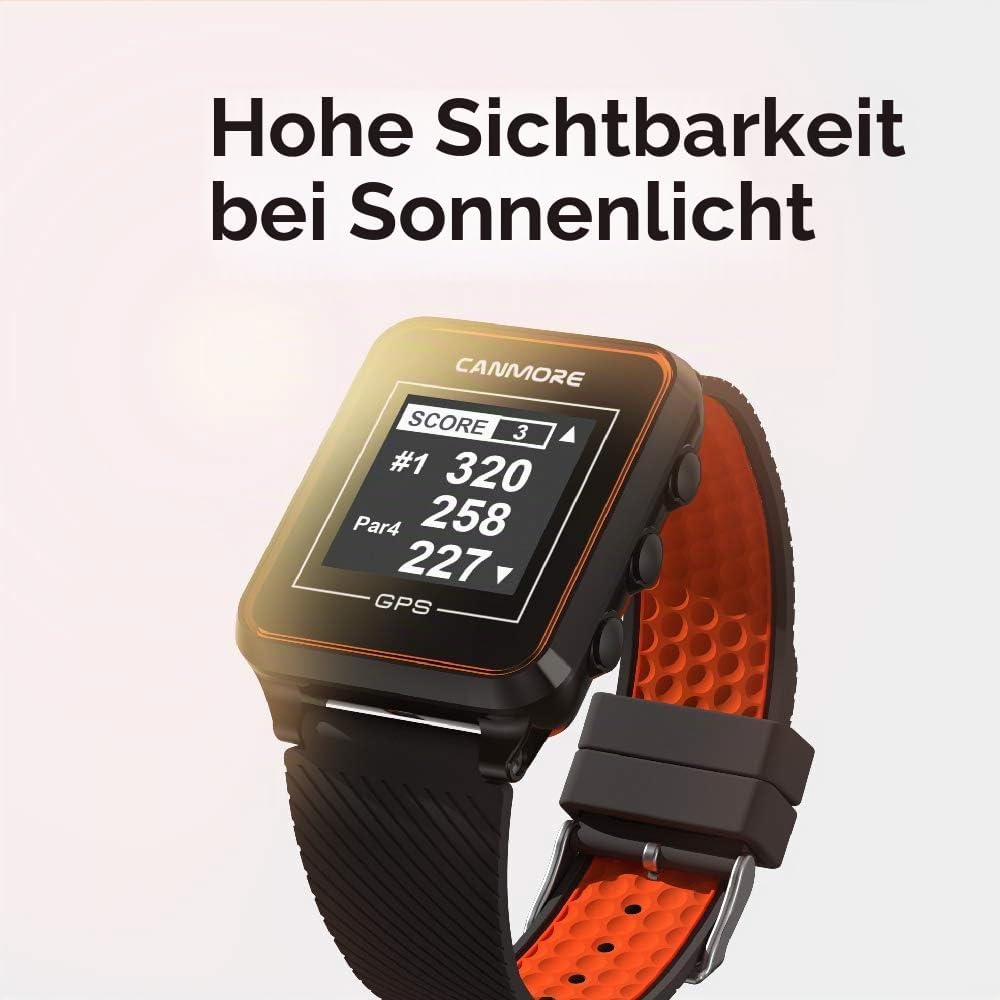 CANMORE TW353 Golf-GPS-Uhr, kontrastreiches LCD-Display, leichtes Golfzubehör, orange, orange