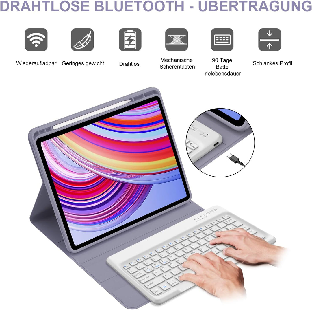 IVEOPPE Tastatur für Redmi Pad Pro 12.1, Hülle Tastatur für Redmi Pad Pro 2024, Bluetooth Magnetisch