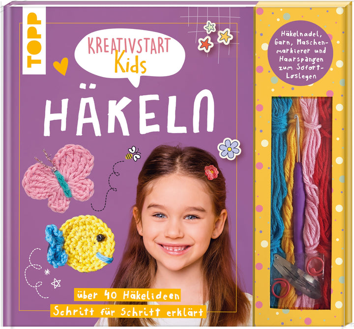 Kreativstart Kids Häkeln. Anleitungsbuch und Material: über 40 Häkelideen Schritt für Schritt erklär
