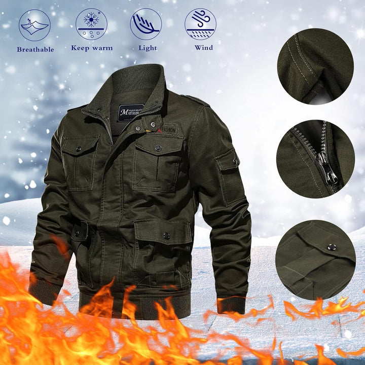 Herren üBergangsjacke Herbst Arbeitsjacke Braun Armee Feldjacke Herbstjacke Winddicht Leicht Winter