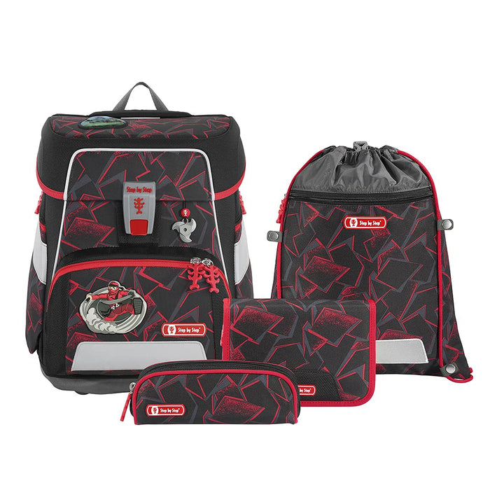 Step by Step Schulranzen-Set Space, Ninja Yuma, 5-teilig, schwarz-rot, Ninja-Design, ergonomischer T