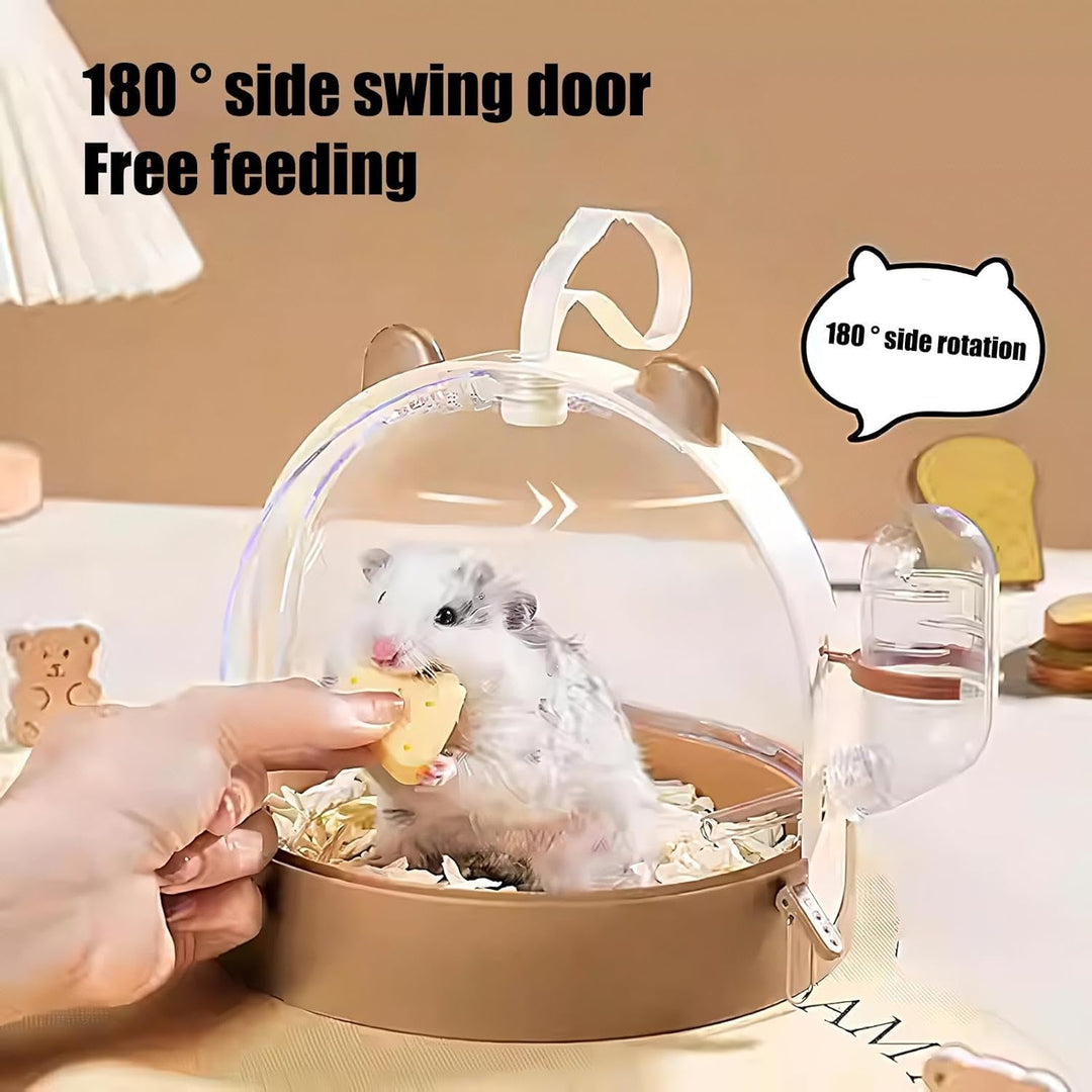 Portable Hamster Carrier Cage | Small Animal Travel Cage with Water Bottle | Ventilated Hamster Cage