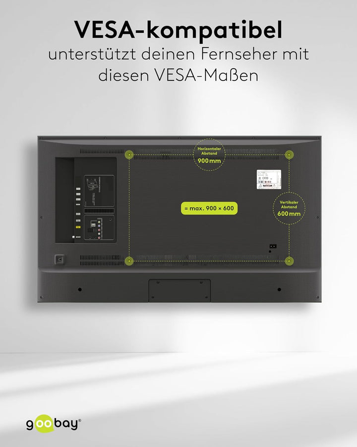 goobay TV Wandhalterung -Fixed- 43 bis 100 Zoll (109-245 cm) Extraflache Wandhalterung (2,7 cm Absta