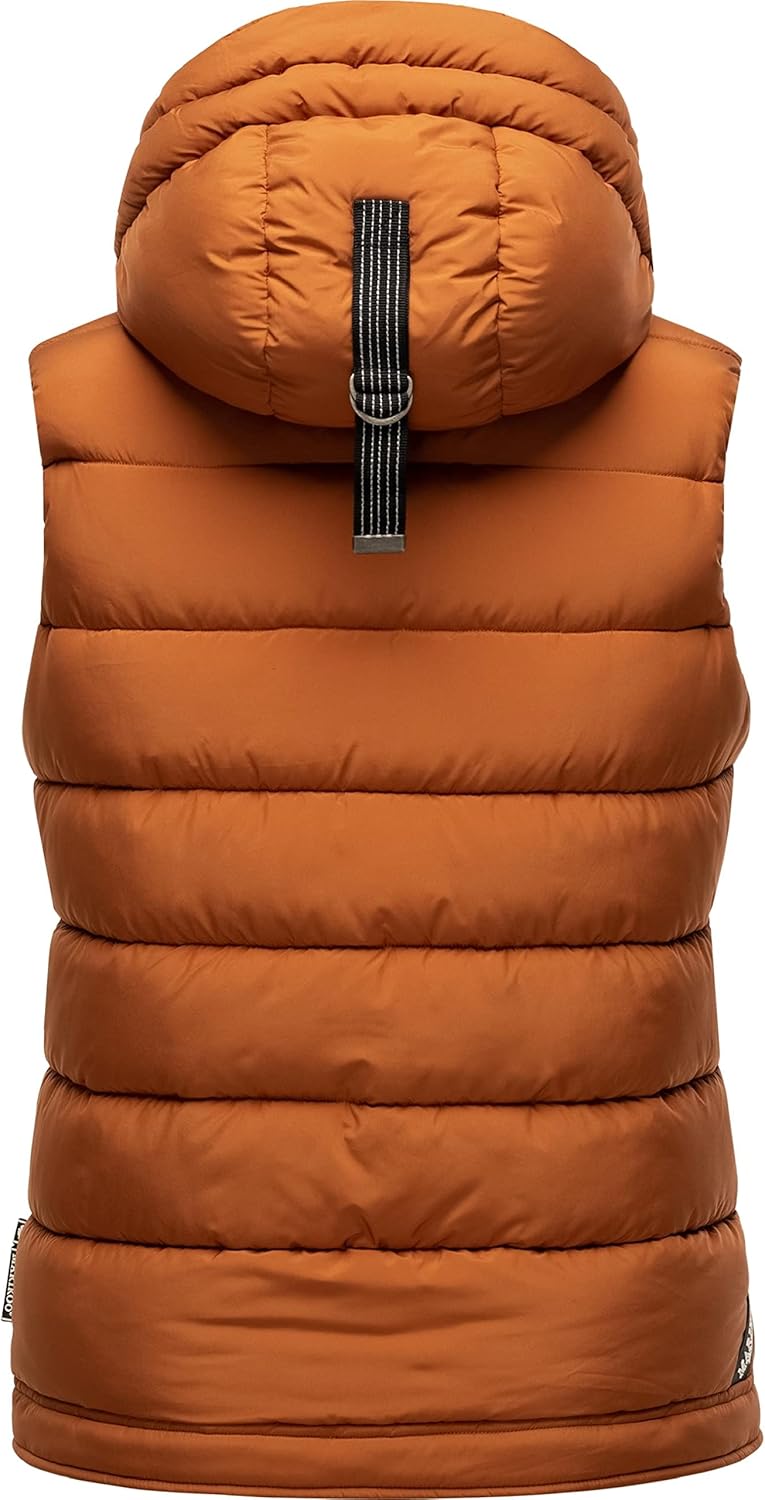 MARIKOO Damen leichte Übergangsweste Steppweste mit Kapuze Taisaa XS-3XL XS Rusty Cinnamon, XS Rusty