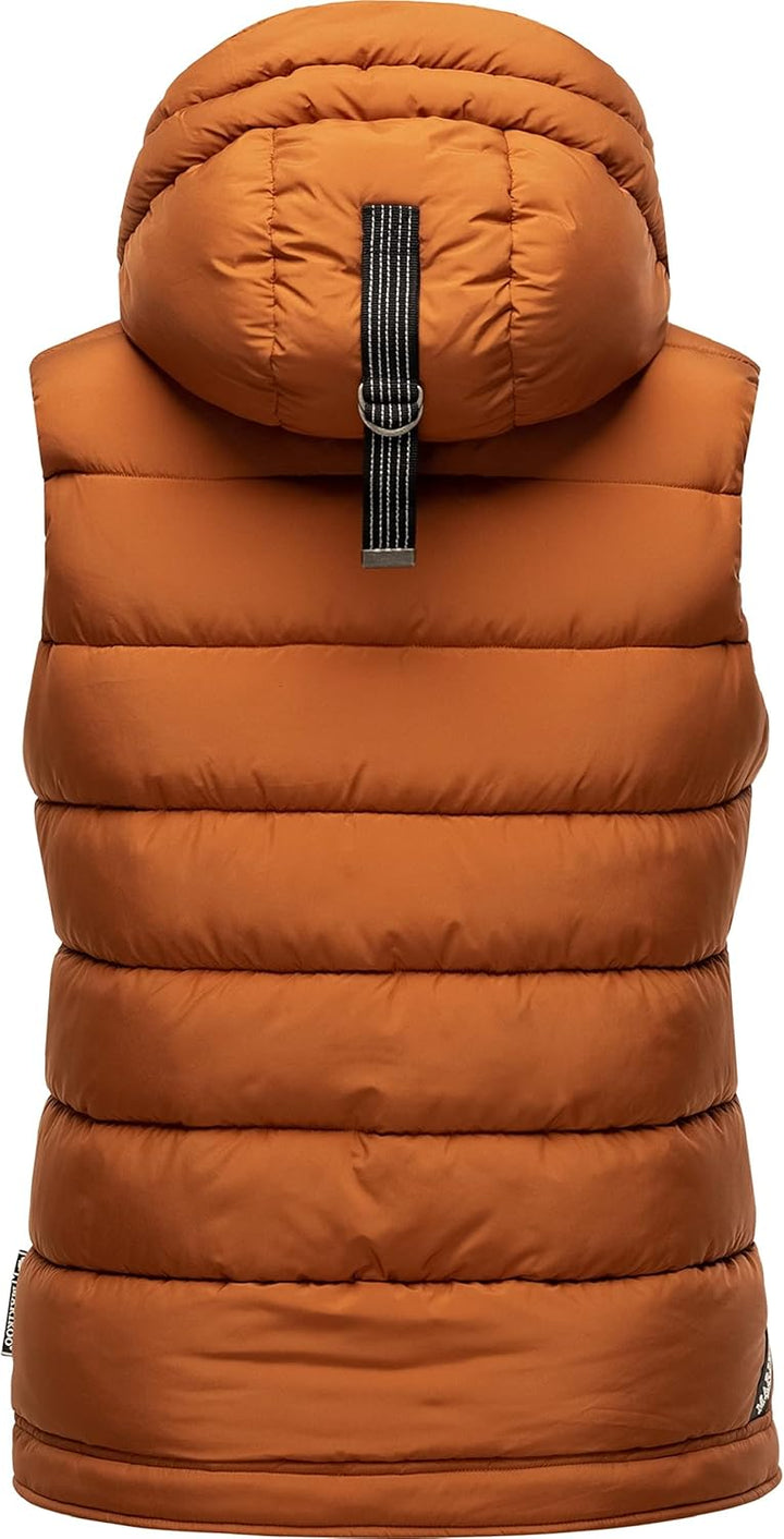 MARIKOO Damen leichte Übergangsweste Steppweste mit Kapuze Taisaa XS-3XL XS Rusty Cinnamon, XS Rusty