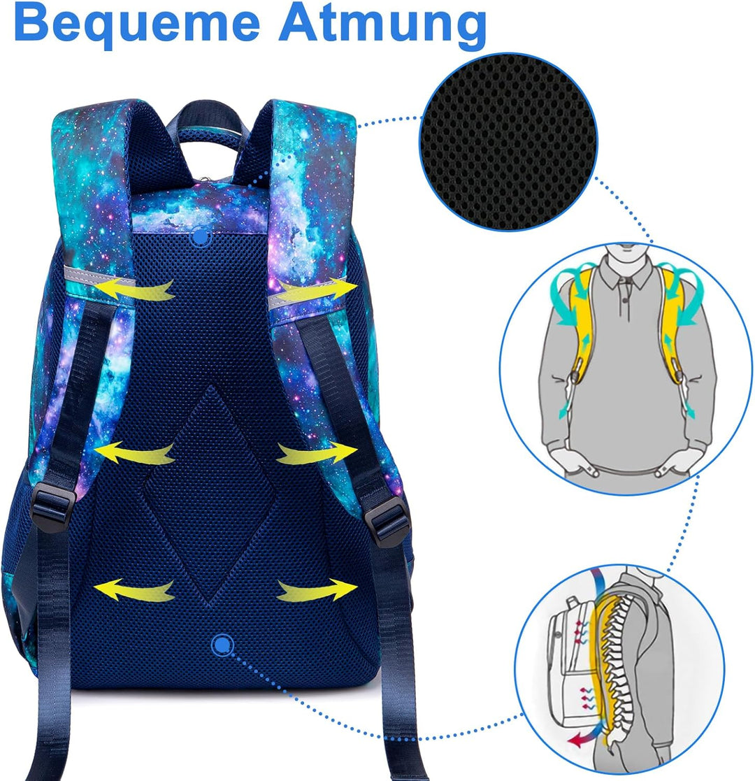 LEDAOU Schulrucksack Jungen Teenager Mädchen Schultaschen Kinder Rucksäcke Wasserdicht Leichtgewicht