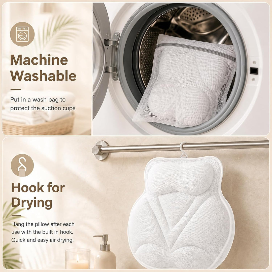 Badewannenkissen &amp; Poolkissen mit 5D Air Mesh - Ergonomisches Badewannenkissen Nacken &amp; Rücken mit 7