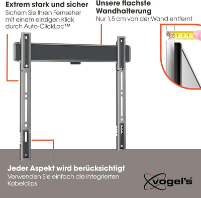 Vogel's Elite TVM 5405 Extrem Flache TV-Wandhalterung für 32-77 Zoll Fernseher, Max. 75 kg, TV Halte