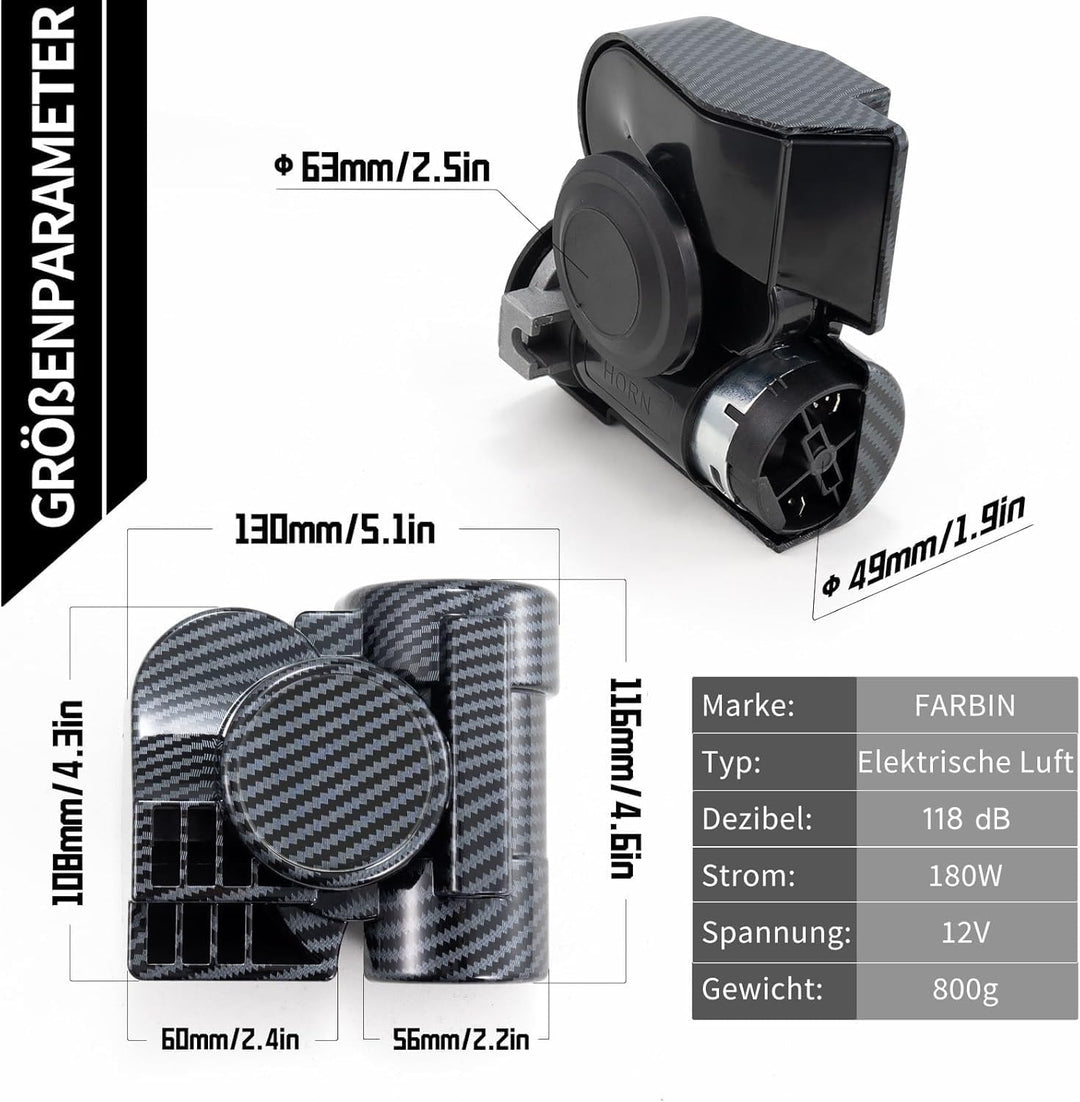 FARBIN Autohupe 12v Druckluft Hupe Airhorn mit kompressor Laute Lkw Luft horn Signalhorn für Motorra
