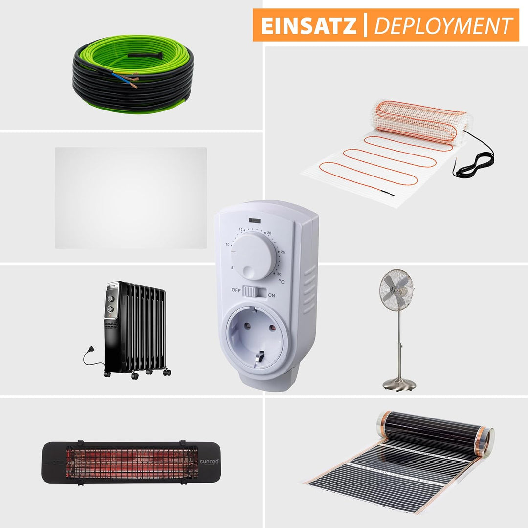ST35 Analog Thermostat-regler Steckdosen-Thermostat mit Fühler, Heizen