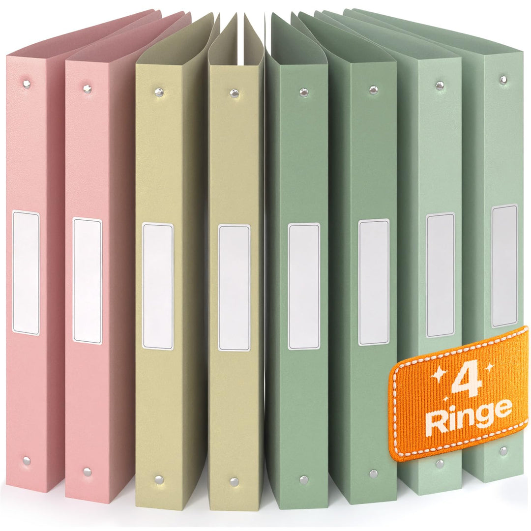 ACROPAQ - 8 x Ringbuch A4 | 4 Ringen | Mit Rückenetiketten, Rückenbreite 3,5 cm, Erde, Natur Farbkol