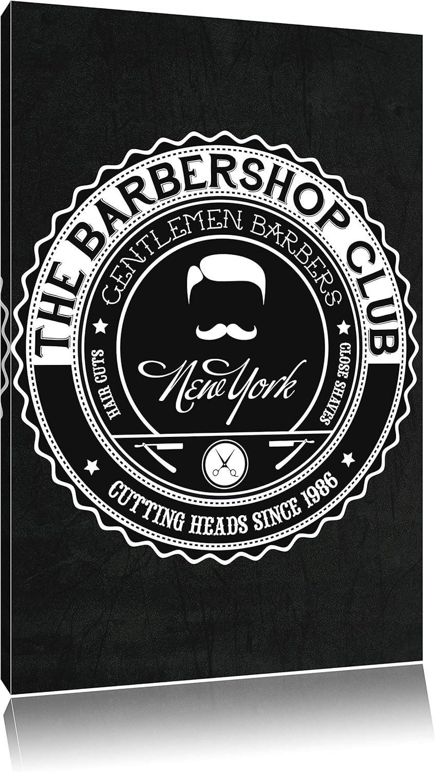 Dark the Barber-Shop-Club black Leinwandbild Bild auf Leinwand, XXL riesige Bilder fertig gerahmt mi