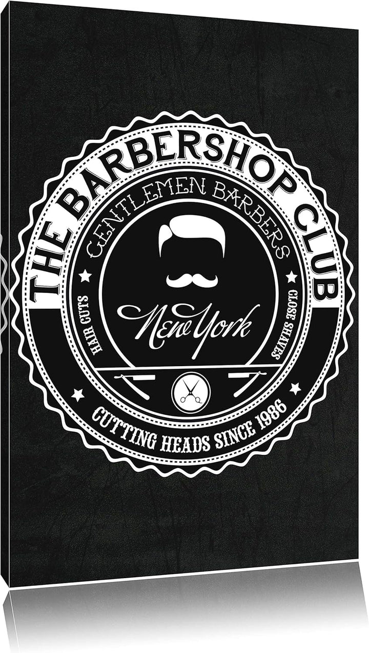 Dark the Barber-Shop-Club black Leinwandbild Bild auf Leinwand, XXL riesige Bilder fertig gerahmt mi