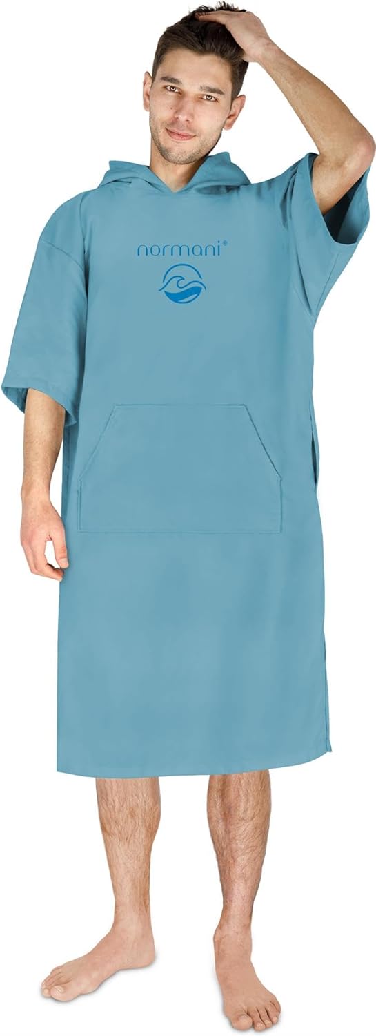 normani Unisex Badeponcho - Badehandtuch mit Kapuze aus Mikrofaser - schnelltrocknend und mit kleine