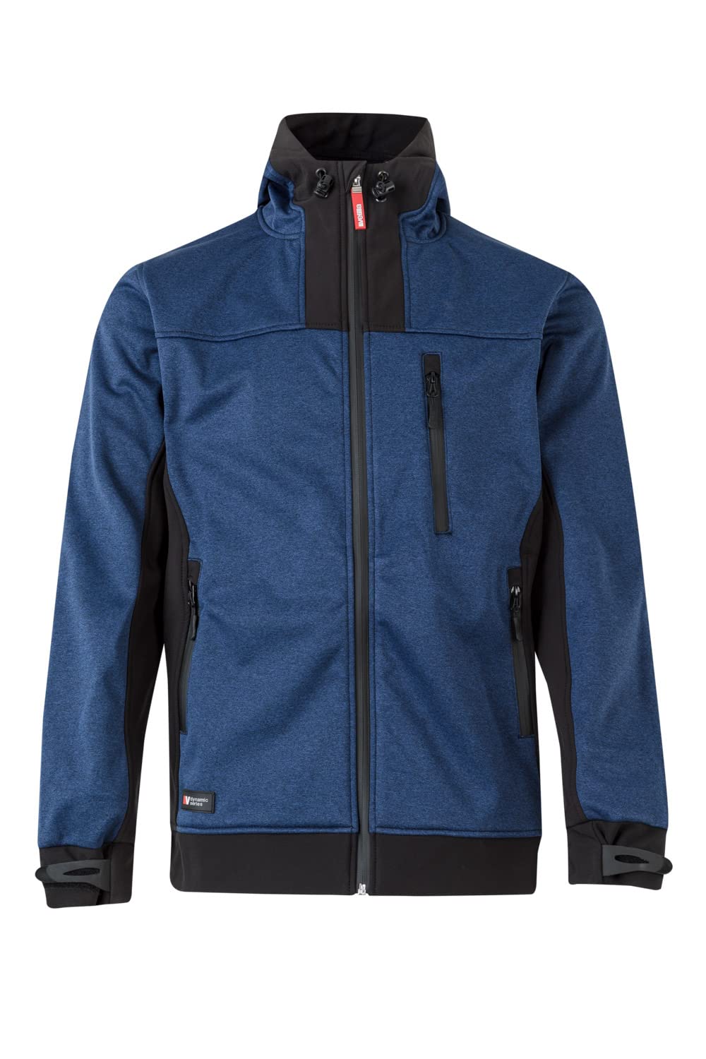 VELILLA 206007 Jacke Soft Shell Bicolor mit Kapuze, Farbe Blau und Schwarz, Grösse L