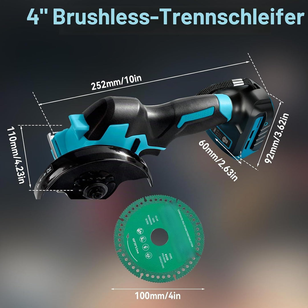 Akku-Winkelschleifer für Makita 18 V, bürstenloser Mini-Winkelschleifer, 18000 U/min, 100 mm, kleine