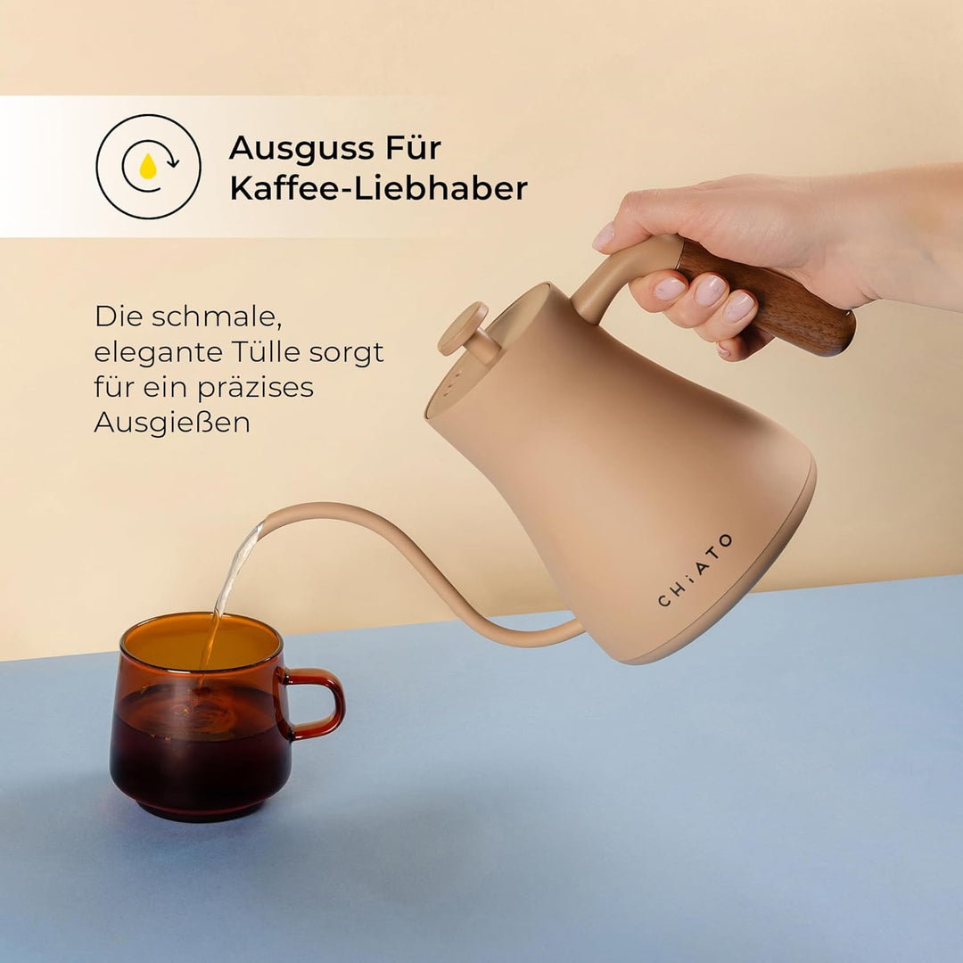 flowPLAY Schwanenhals Wasserkocher 0,6L – Gooseneck Kettle Elektrisch für Pour Over Kaffee, Barista