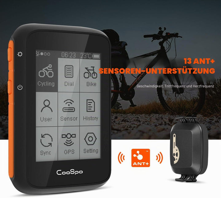 COOSPO BC200 Ciclocomputer GPS Bluetooth 5.0 ANT+, Computer Bicicletta Senza Fili Wireless Con LCD s