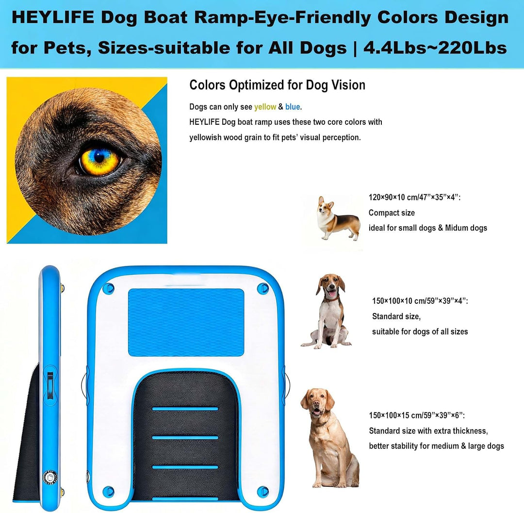 Aufblasbare Hunde Wasserrampe bis 82 kg schwimmende Rampe Pool See Blau | Drop-Stitch-PVC, UV- &amp; sal