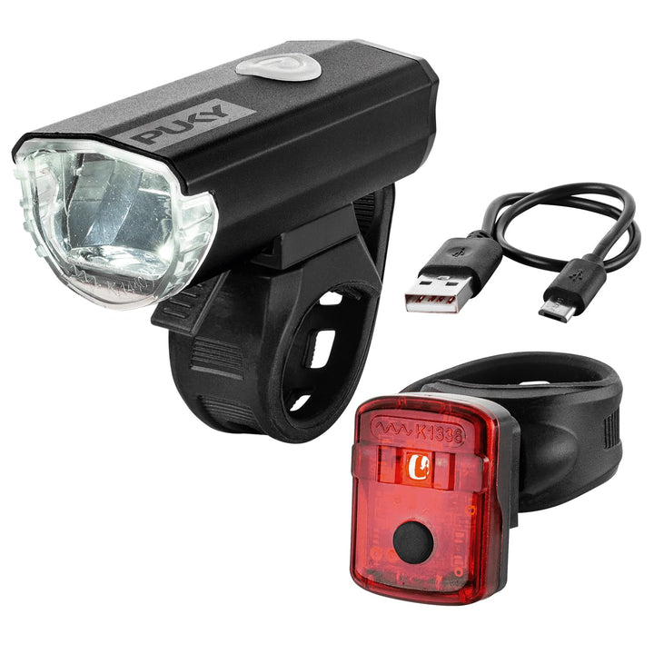 PUKY LUMI LED-Frontscheinwerfer &amp; Rücklicht-Set | Seitliche Sichtbarkeit | Werkzeuglose Montage | Fü