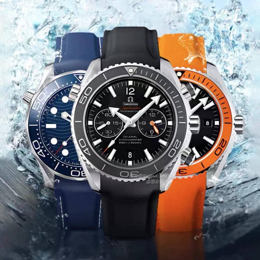 Uhrenarmband für Omega Silikon Gummi Uhrenarmbänder 20mm 22mm Sanft Wasserdicht Sport Ersatz Faltsch