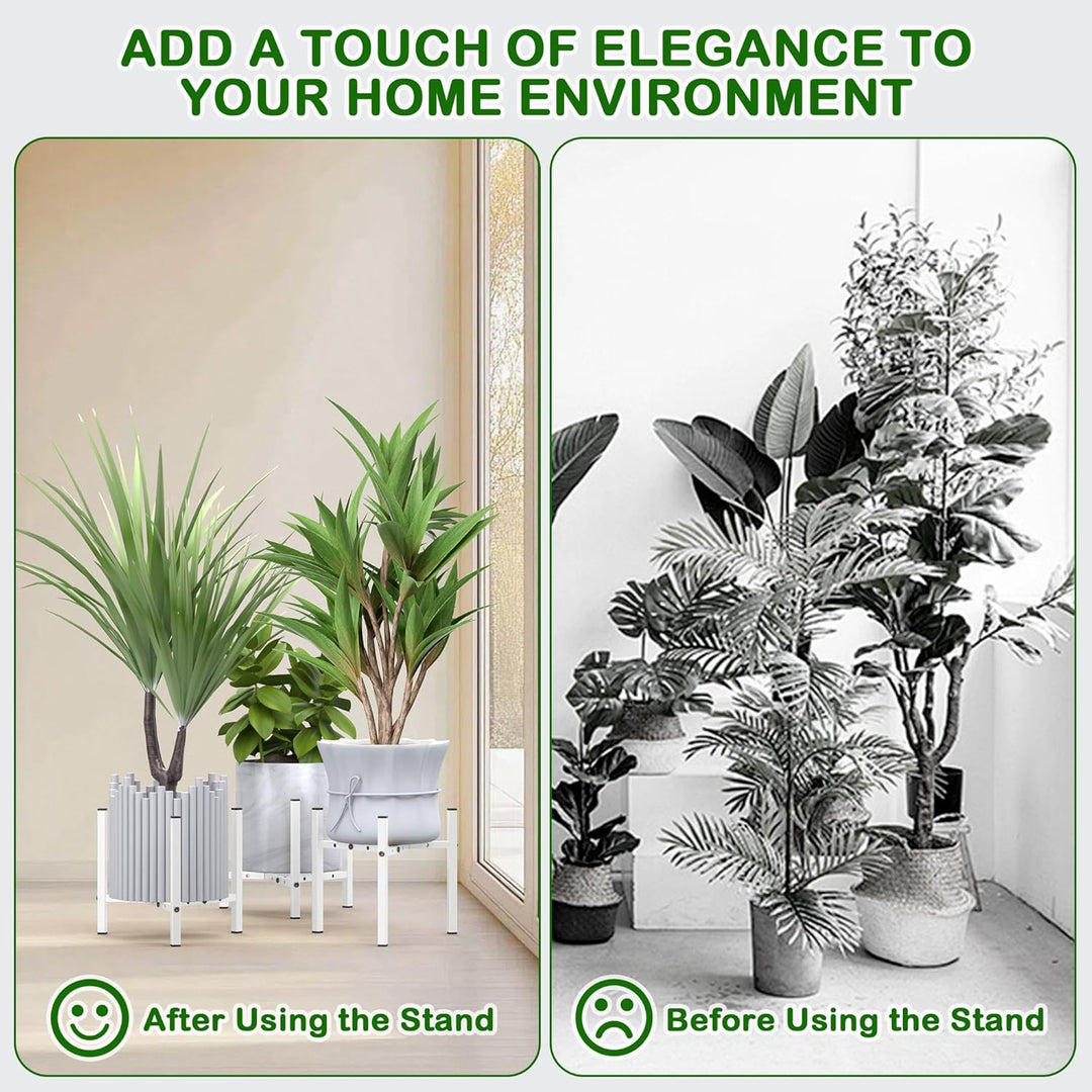 2 Stück Moderne Eisen-Pflanzenständer für den Innen- und Aussenbereich, Keramik, 20-30,5 cm, Garten,