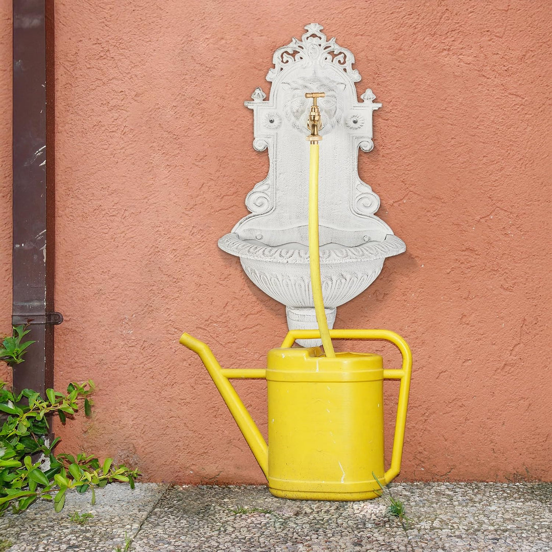 Relaxdays Wandbrunnen, Wasserspeier, Waschbecken & Wasserhahn, Gartenbrunnen HBT 61 x 35 x 18 cm, Gu