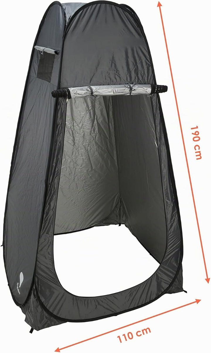 Pop Up Umkleide Wurfzelt Blickdicht mit Reissverschluss - 190 x 110 cm - Camping Toilettenzelt grau
