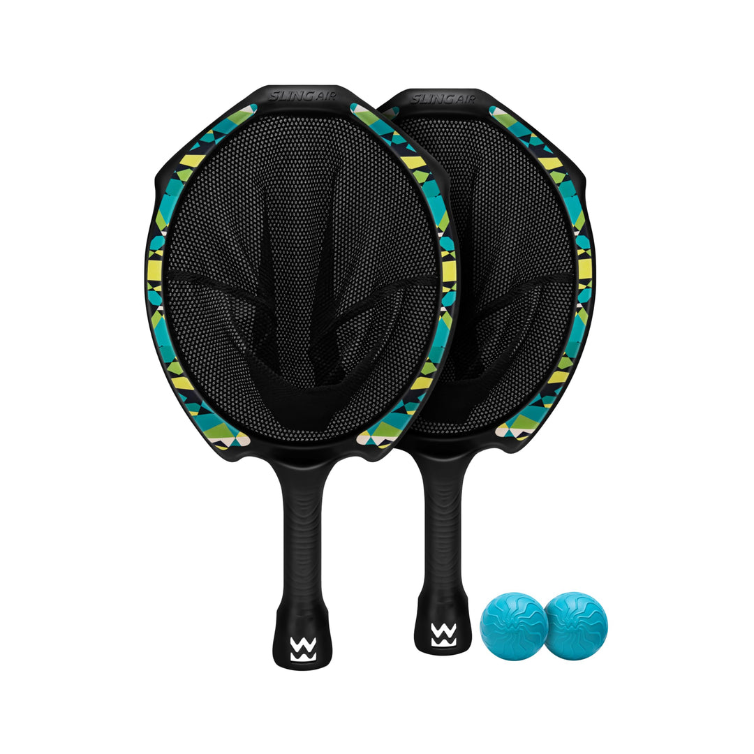 Waboba Slingair Slingshot Fang & Launch Spiel - One‑Motion Sling Air Paddle Spiel mit 2 Schlägern &
