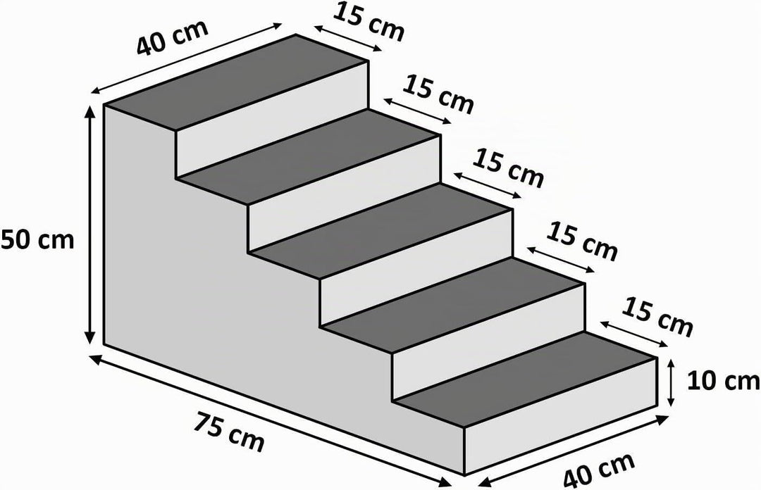 Hundetreppe 50 cm hoch | Katzentreppe Haustiertreppe | 5 Stufen | Hunde Katzen Haustier | für Bett u