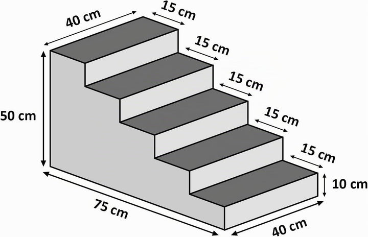 Hundetreppe 50 cm hoch | Katzentreppe Haustiertreppe | 5 Stufen | Hunde Katzen Haustier | für Bett u