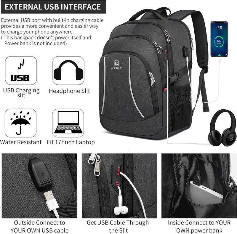 Cafele Rfid Anti-Diebstahl-Rucksack Laptop Schulrucksack Teens Bookbag Mittlerer Computerrucksack mi