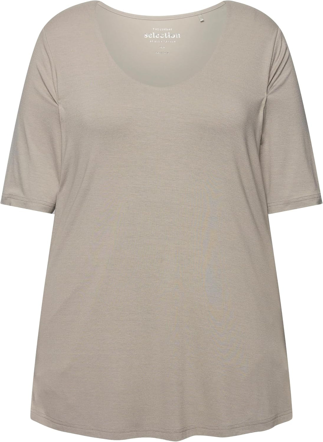 Ulla Popken Damen grosse Grössen Übergrössen Plus Size Shirt 1/2 Arm Doublelayer 820860 42-44 Kitt,