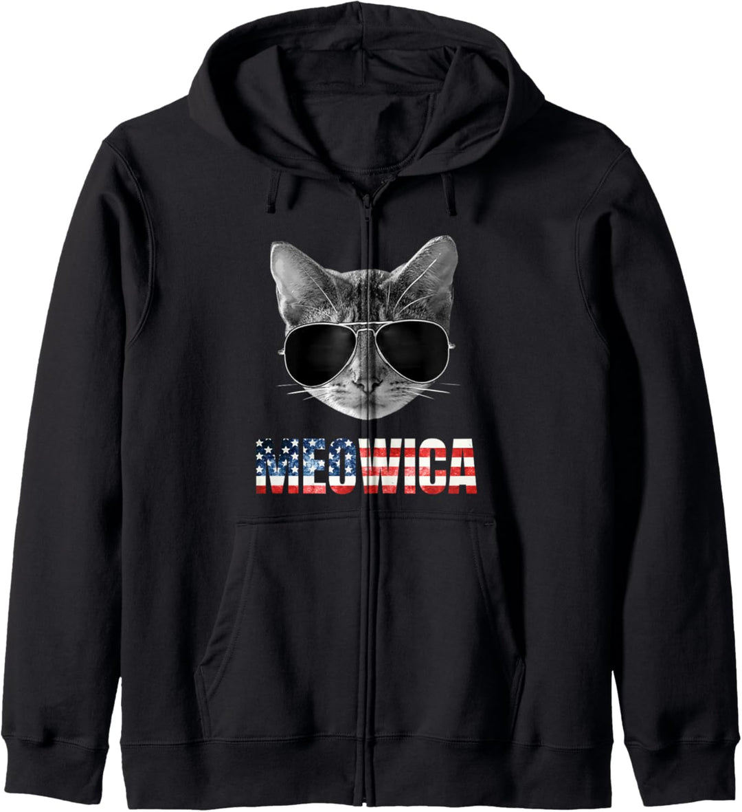 4th of July American Flag Shirt Funny Cat Meowica Gift Kapuzenjacke