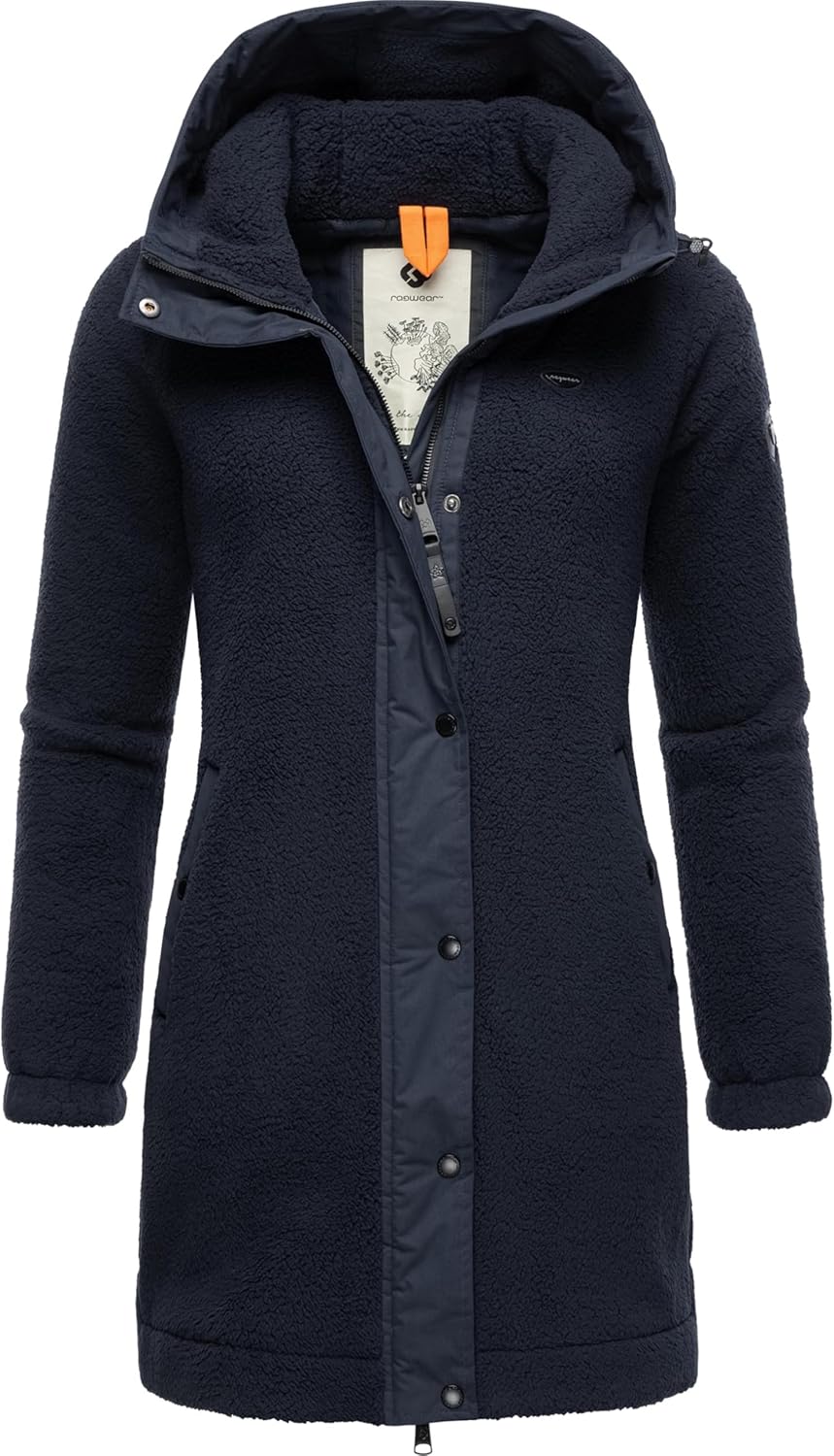 Ragwear Damen Fleecejacke Kurze Teddyfleece-Jacke warm mit Kapuze Cousy XS-6XL S Navy24, S Navy24