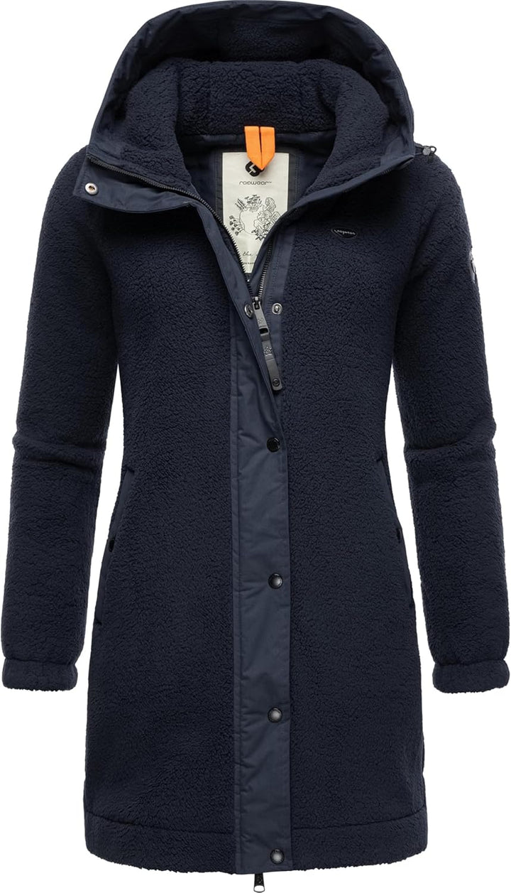 Ragwear Damen Fleecejacke Kurze Teddyfleece-Jacke warm mit Kapuze Cousy XS-6XL S Navy24, S Navy24