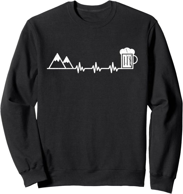 Herzschlag Alpen Und Bier Frequenz Berge Wanderer Geschenk Sweatshirt