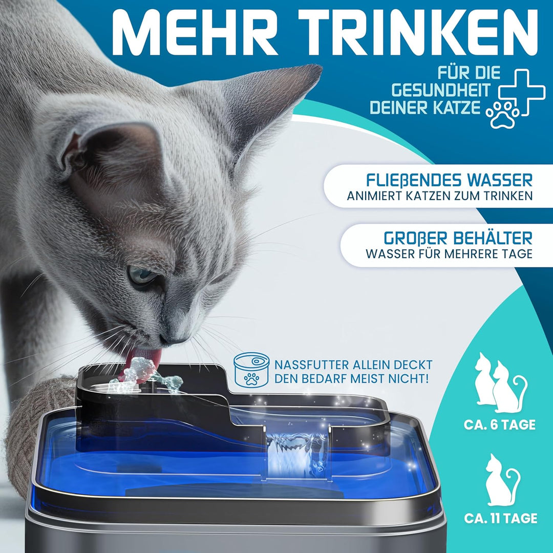LOVPET® Katzenbrunnen Trinkbrunnen für Katzen 3,5L Wassertank & 3x Filter Automatischer Wasserspende