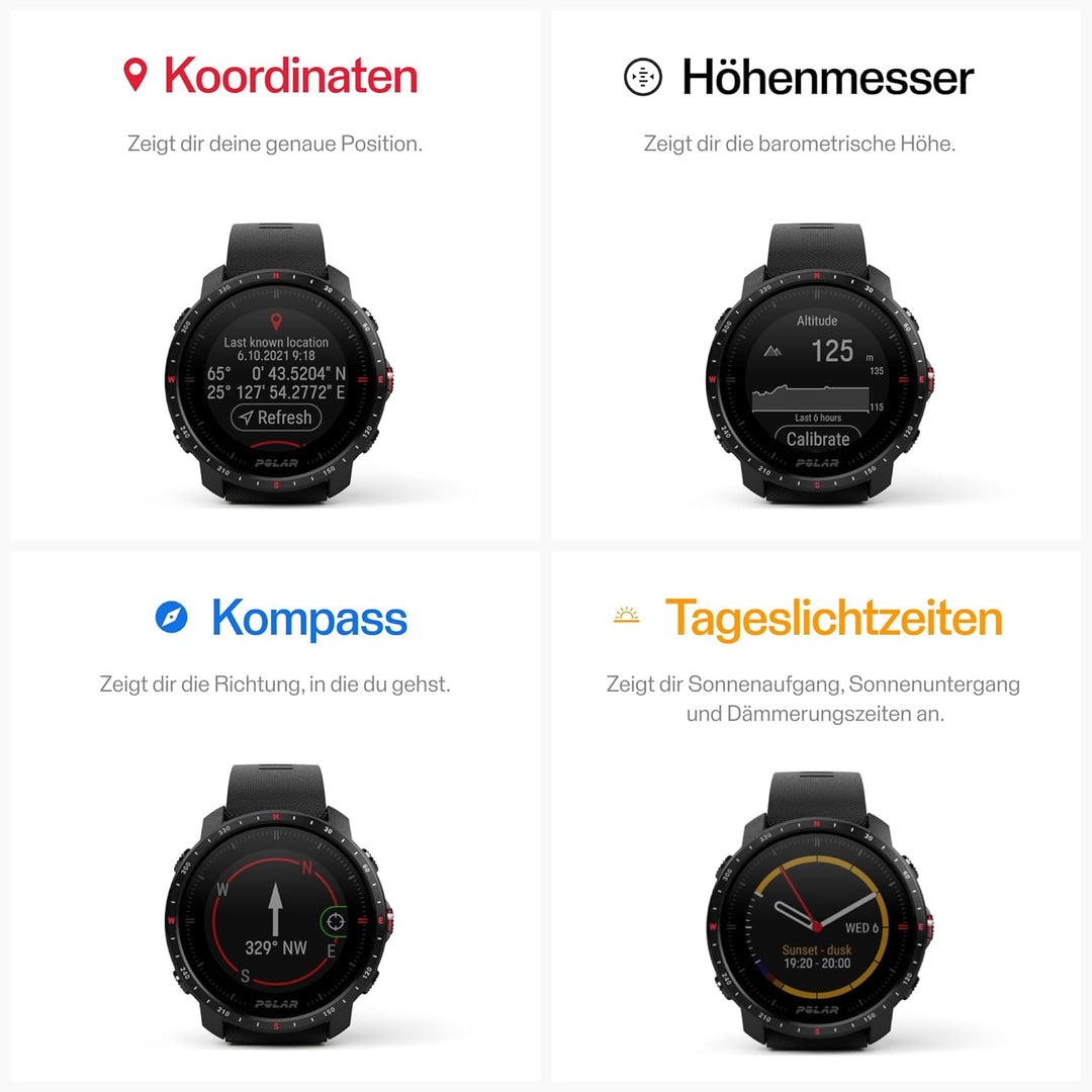 Polar Grit X Pro – GPS-Multisportuhr – Strapazierfähigkeit auf Militärstandard, Saphirglas, Pulsmess