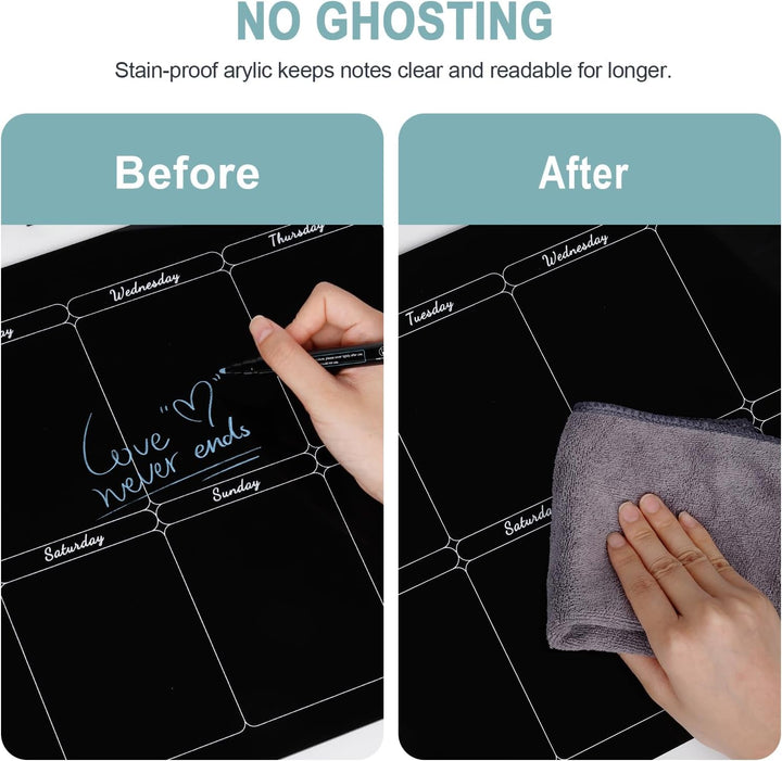 Acrylic Wochenplaner Magnetisch,Wochenplaner abwischbar für Kühlschrank,15.74x11.81 Zoll Wiederverwe
