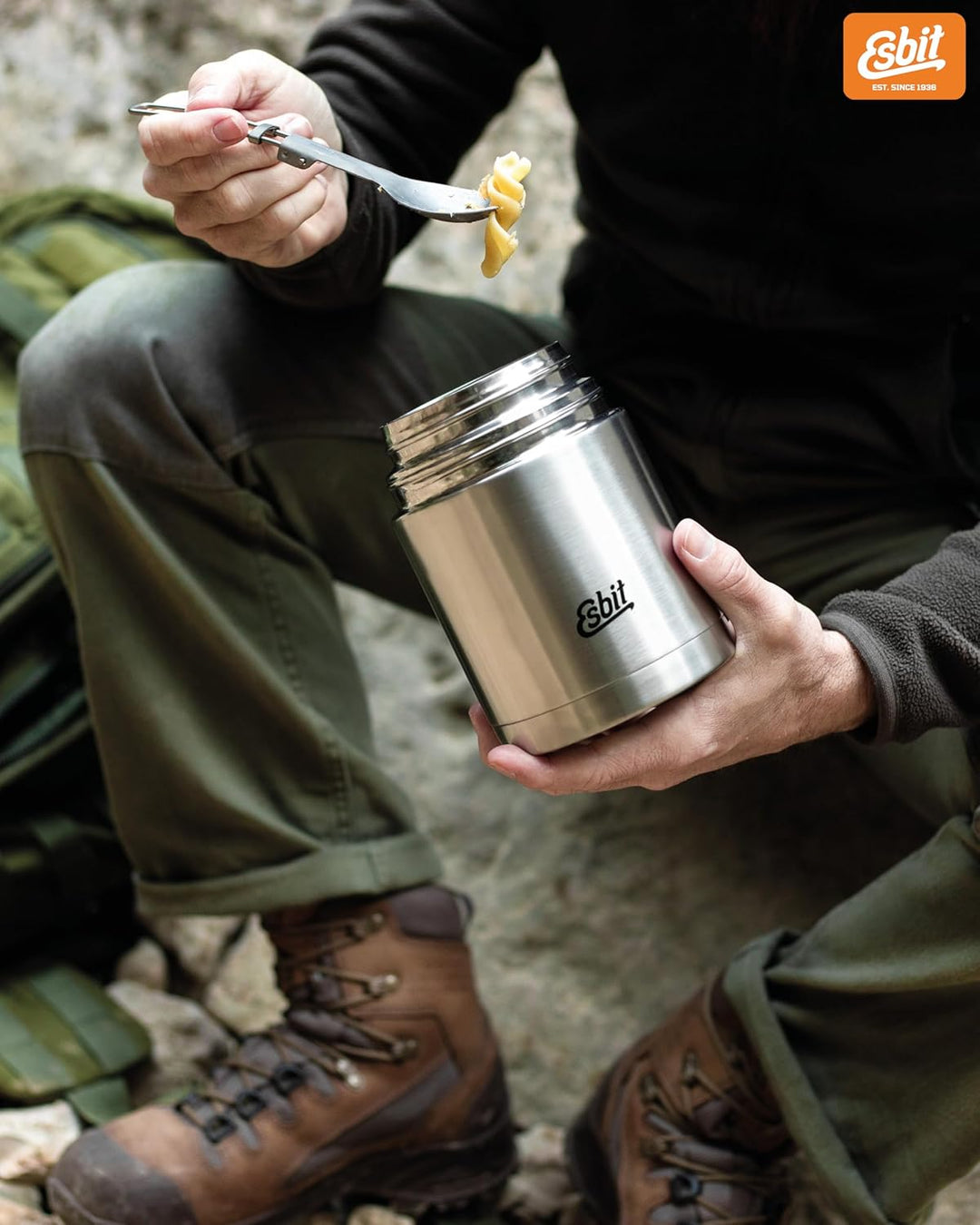 Esbit Thermobehälter Sculptor für Essen - Warmhaltebehälter 750 ml in Edelstahl - aus Edelstahl für