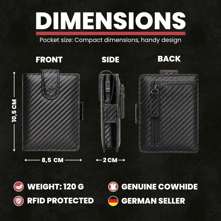 WillFire® MagFlap | Geldbörse Herren | Extra Schlüsselanhänger | Leder Kartenetui für 10-12 Karten |