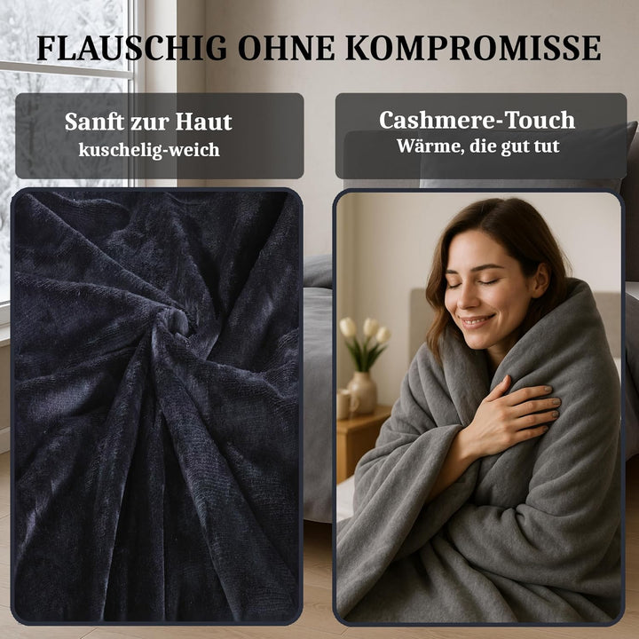 MALIKA Winter Plüsch Bettwäsche Nicky-Teddy Cashmere Coral Fleece 135x200 155x220 200, Grösse:155 x